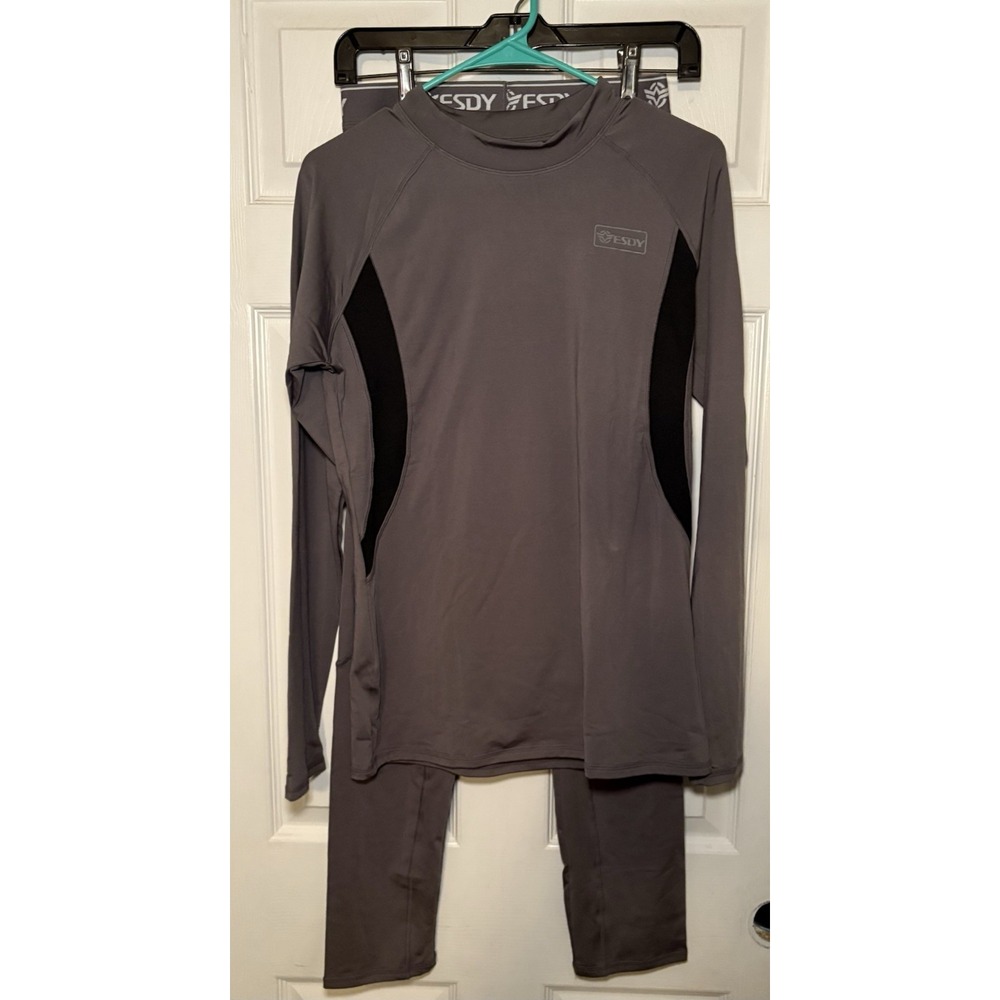 ESDY Black Athletic Long Sleeve Shirt and Pants Men's Size Medium